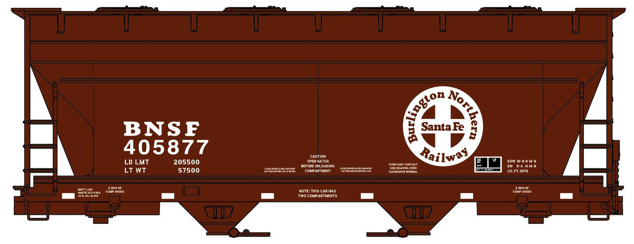 Accurail 2214 HO Burlington Northern Santa Fe ACF 2-Bay Covered Hopper