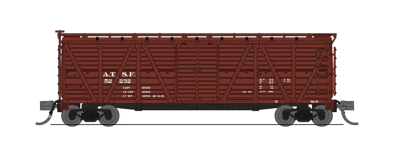 Broadway Limited 8450 N ATSF 40' Wood Stock Car with Cattle Sounds #52232