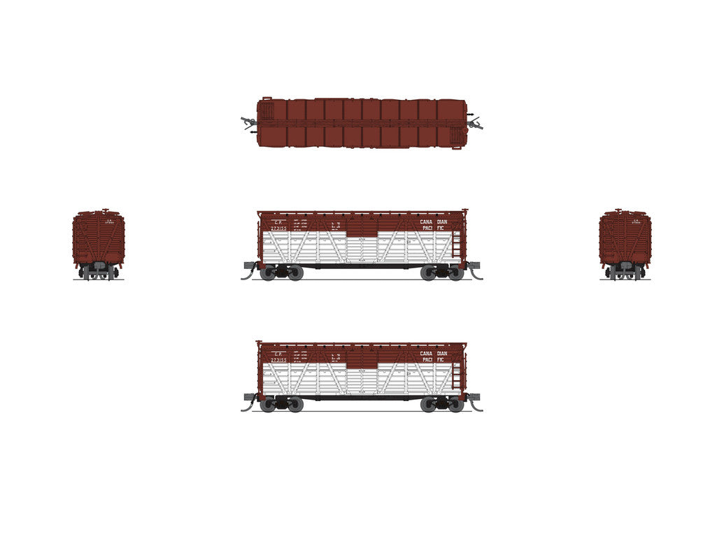 Broadway Limited 8453 N CP 40' Wood Stock Car with Cattle Sounds #273155