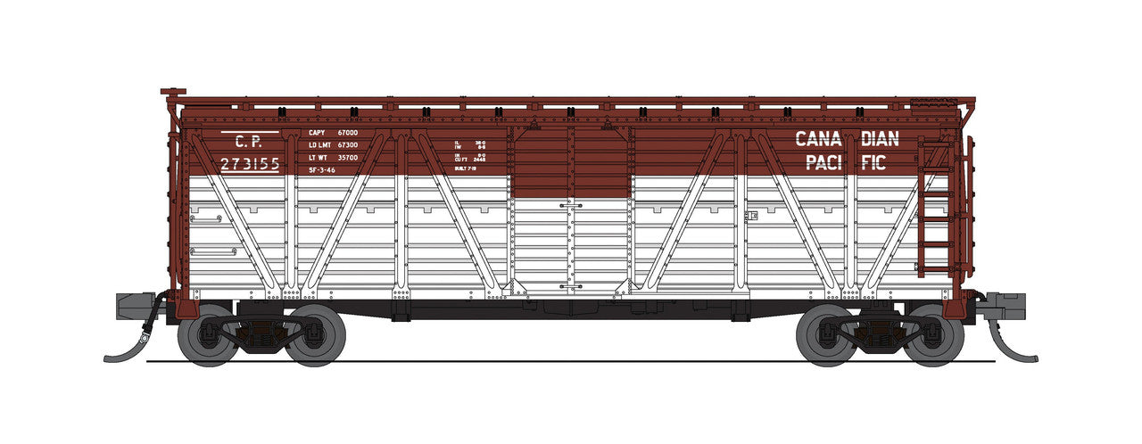 Broadway Limited 8453 N CP 40' Wood Stock Car with Cattle Sounds #273155