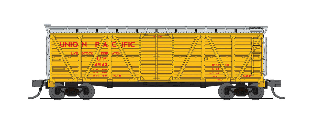 Broadway Limited 8470 N UP 40' Wood Stock Car with Sheep Sounds #49424