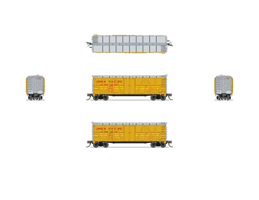 Broadway Limited 8470 N UP 40' Wood Stock Car with Sheep Sounds #49424