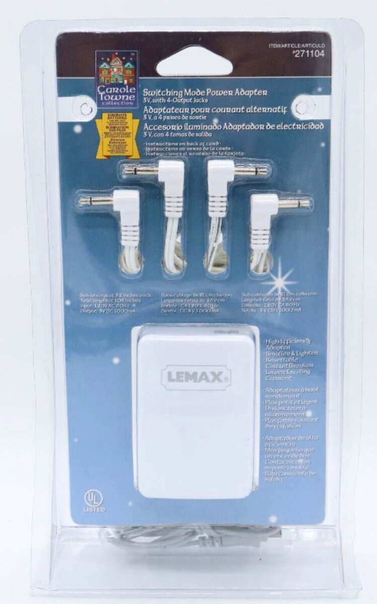 Lemax 0271104 4 Output 3 V Power Switch Adapter Carole Town Christmas