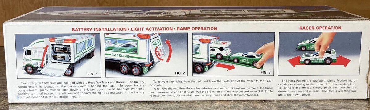 Hess 1997 Toy Truck and 2 Racers w/Real Head and Tail Lights