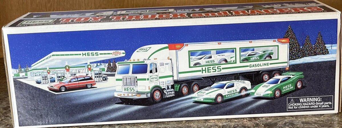 Hess 1997 Toy Truck and 2 Racers w/Real Head and Tail Lights