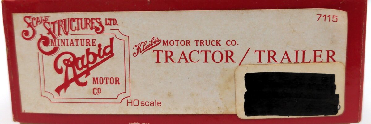 Scale Structures 7115 HO Scale Kleiber Co. Tractor/Trailer Closed Cab Metal Kit