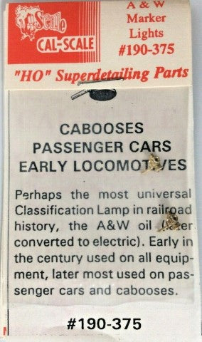 Cal Scale 190-375 HO Markers Standard Passenger Caboose Old Locos