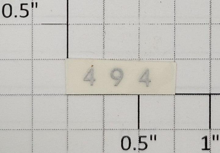 American Flyer 494-18 Silver Lettering "494" Sticker Decal