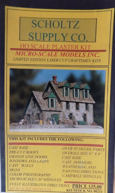 Micro-Scale Models 00211 HO Scholtz Supply Co. Laser Cut Craftsman Kit LN/Box