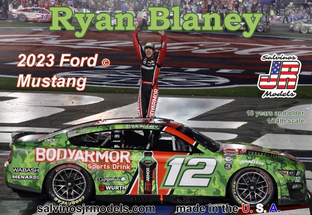 Salvinos JR Models PF2023RBC 1:24 Ryan Blaney 2023 Ford Mustang Race Car Kit