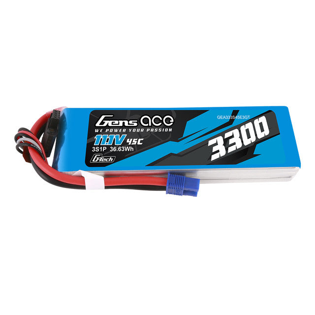 Gens Ace GEA333S45E3GT G-Tech Smart 3S LiPo Battery 45C with EC3 Connector