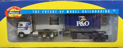 Athearn 92130 HO Scale P&O 20' Container W/P&O Chassis & Freightliner Tractor #2