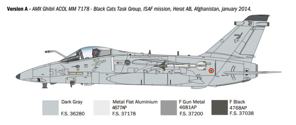 Italeri 1460 1:72 AMX Ghibli Fighter Military Aircraft Plane Model Kit