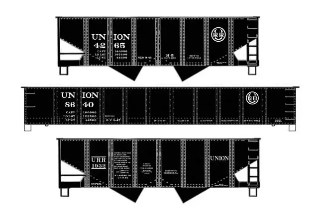 Accurail 8165 HO Union Railroad Twin Hopper and Steel Gondola Kit (Set of 3)