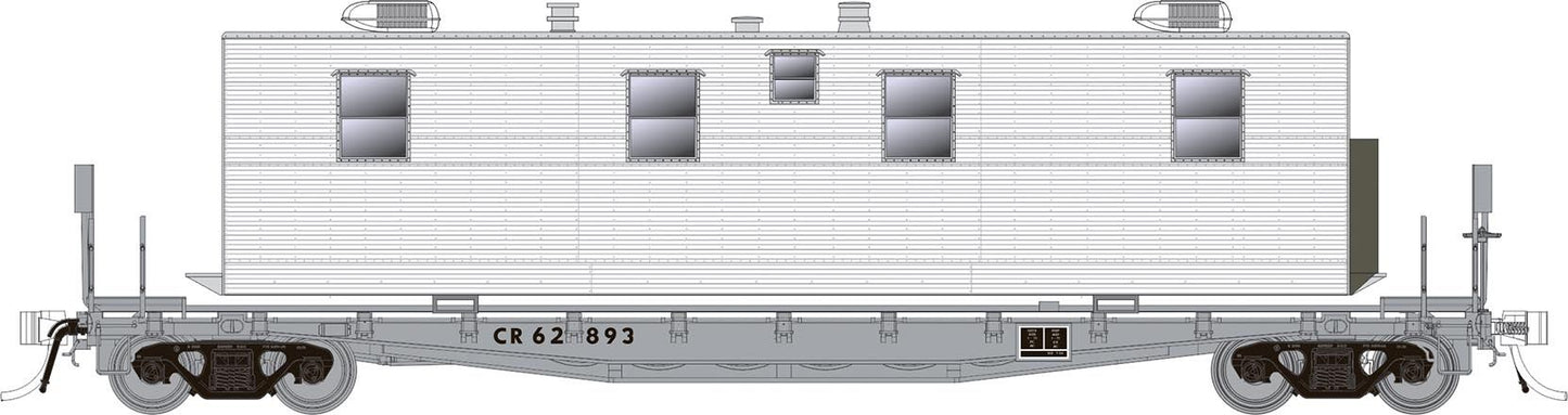 Rapido Trains 138101 HO Conrail MOW F30A 50' Flat Car with Camp Van (Set of 3)