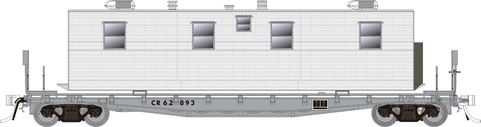 Rapido Trains 138101 HO Conrail MOW F30A 50' Flat Car with Camp Van (Set of 3)
