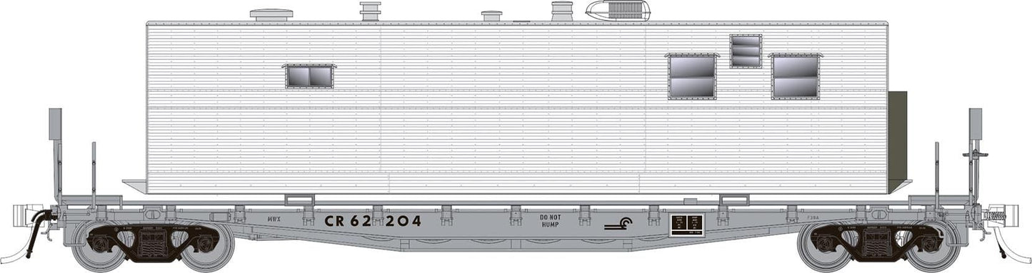Rapido Trains 138101 HO Conrail MOW F30A 50' Flat Car with Camp Van (Set of 3)