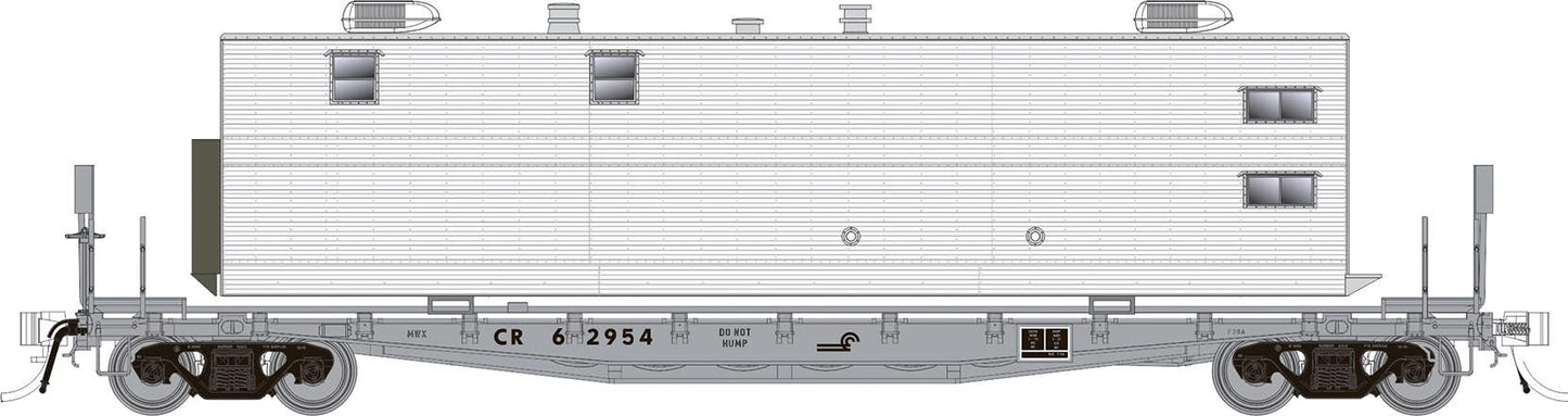 Rapido Trains 138101 HO Conrail MOW F30A 50' Flat Car with Camp Van (Set of 3)