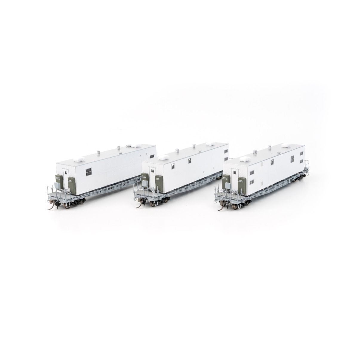 Rapido Trains 138101 HO Conrail MOW F30A 50' Flat Car with Camp Van (Set of 3)