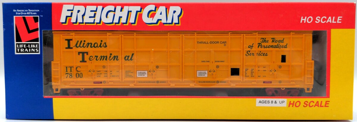 Life Like 8456 HO Illinois Terminal 60' Thrall Door Box Car #7800