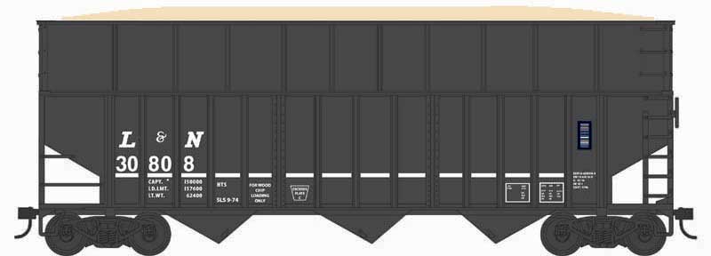 Bowser 43436 HO L&N 70 Ton Ribbed-Side Wood Chip Hopper #30808