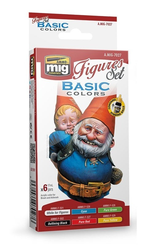 Mig Jimenez 7027 Basic Colors Figures Acrylic Paints (Set of 6)