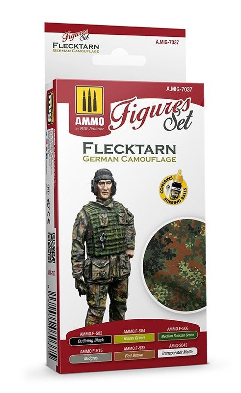 Mig Jimenez 7037 Flecktarn German Camouflage Acrylic Paints (Set of 6)