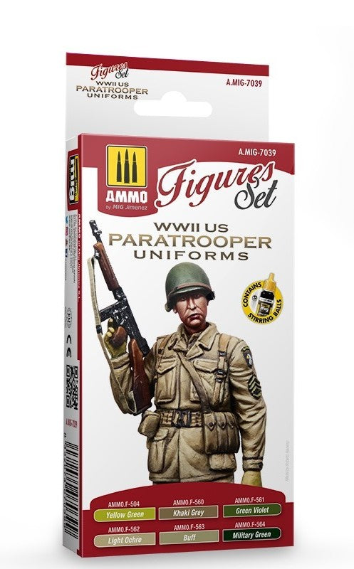Mig Jimenez 7039 WWII US Paratroopers Figures Acrylic Paints (Set of 6)