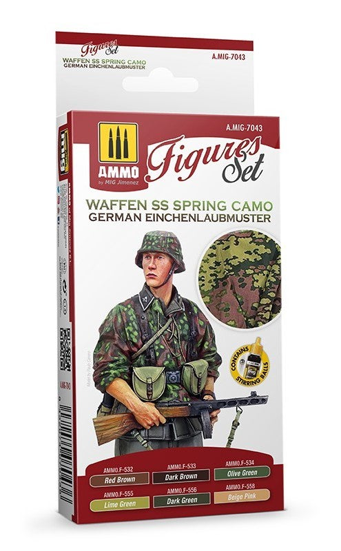 Mig Jimenez 7043 Waffen SS Spring Camo. German Einchenlaubmuster Acrylic Paints