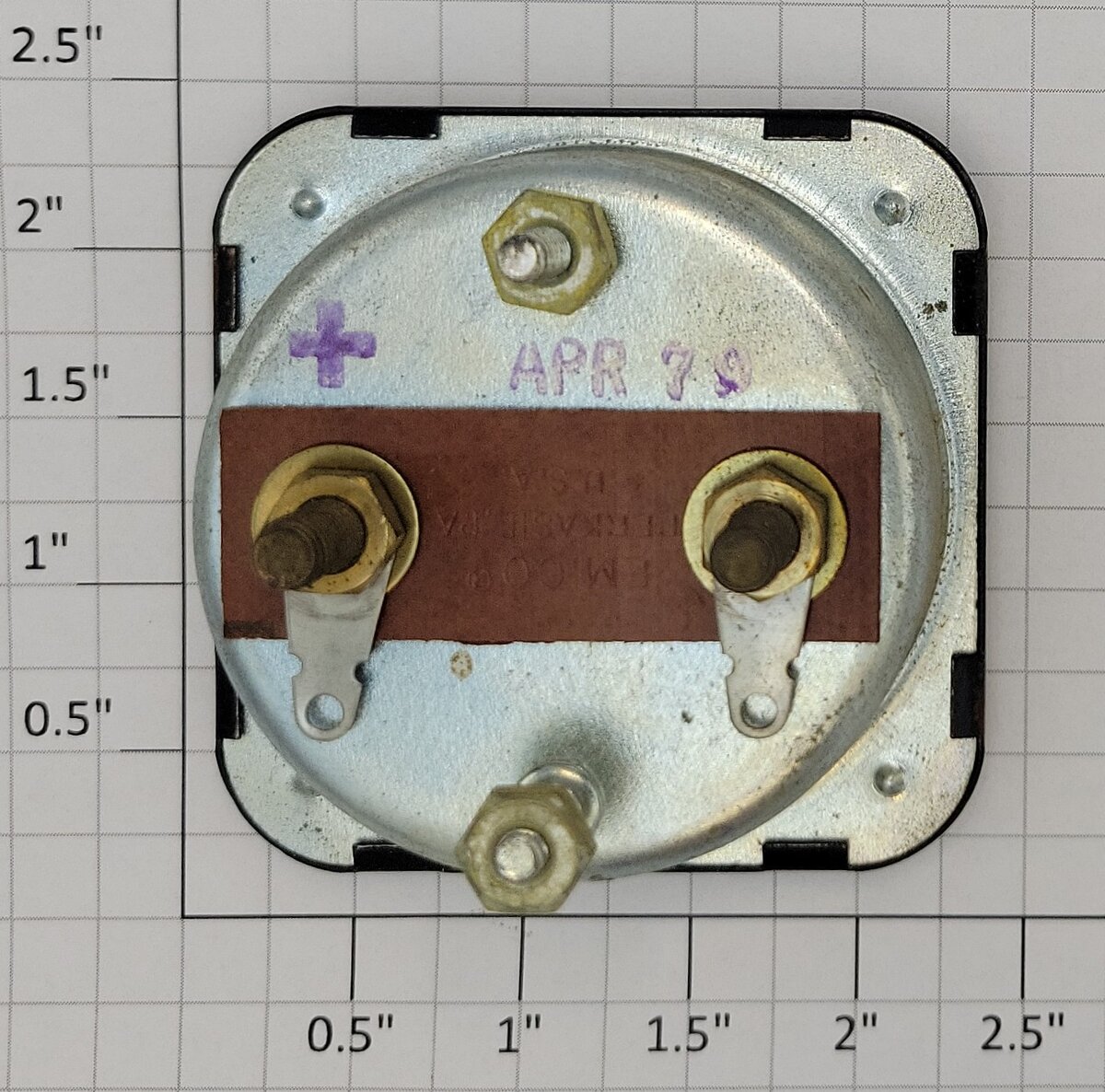Walthers 927-380E Marn-O-Power Panel Mount Center Off 5-0-5 DC Amperes Meter