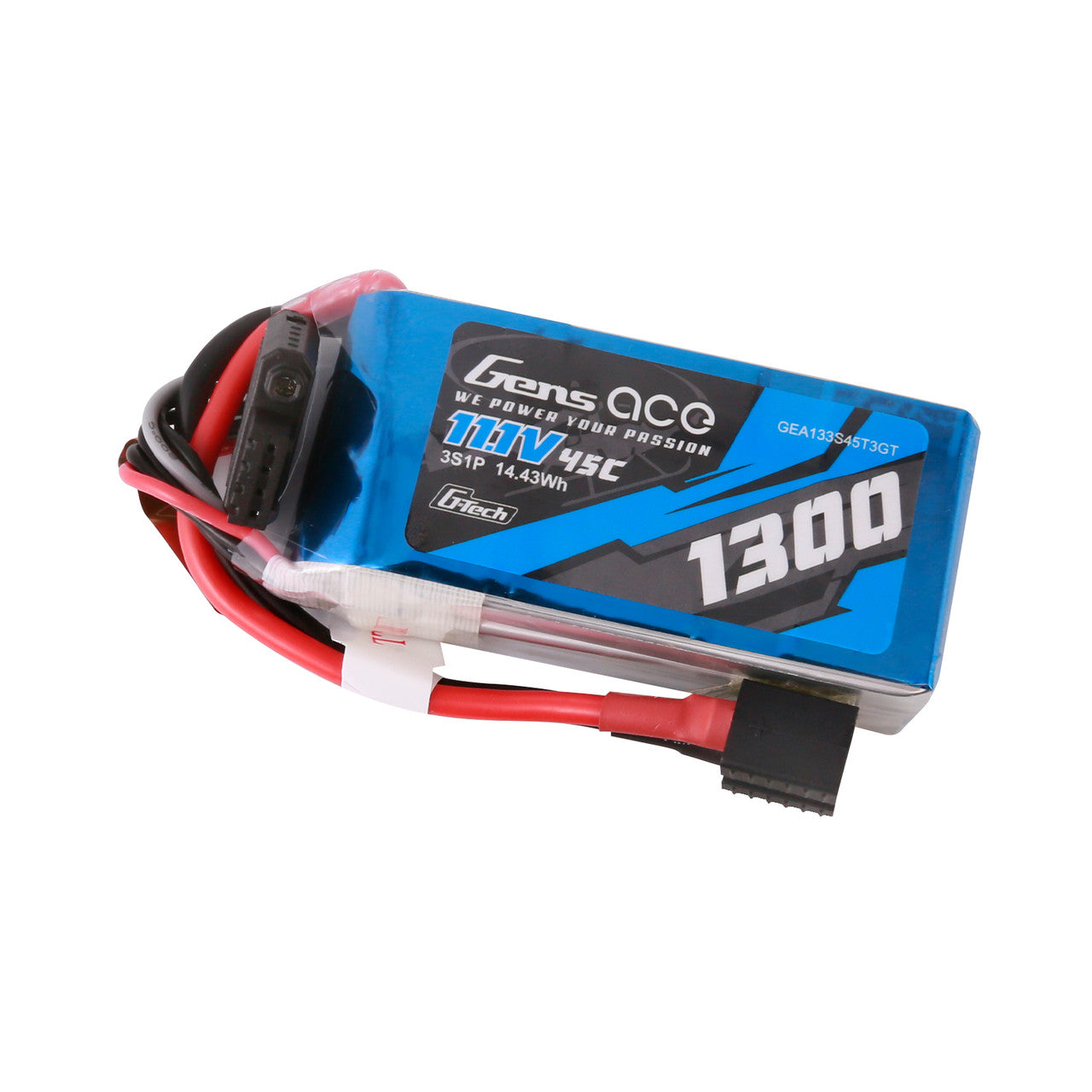 Gens Ace GEA133S45T3GT 1300mAh 3S 45C 11.1V G-Tech Lipo Battery Pack