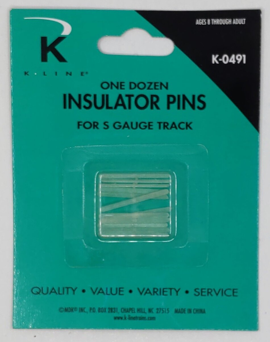 K-Line K-0491 S Gauge Insulator Pin For S Gauge Track (Pack of 12)