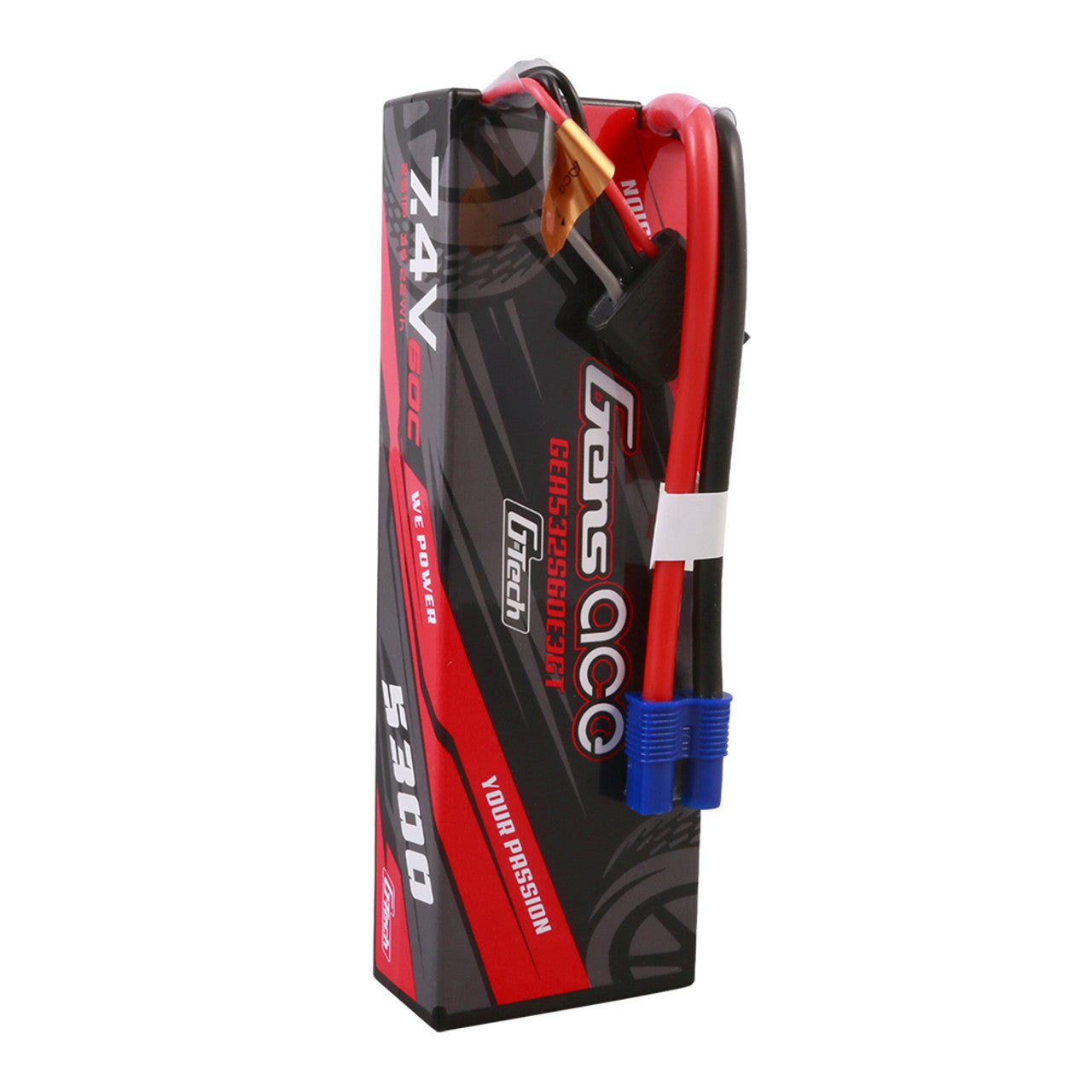 Gens Ace GEA532S60E3GT 5300mAh 2S 60C 7.4V HardCase G-tech Lipo Battery Pack 24#