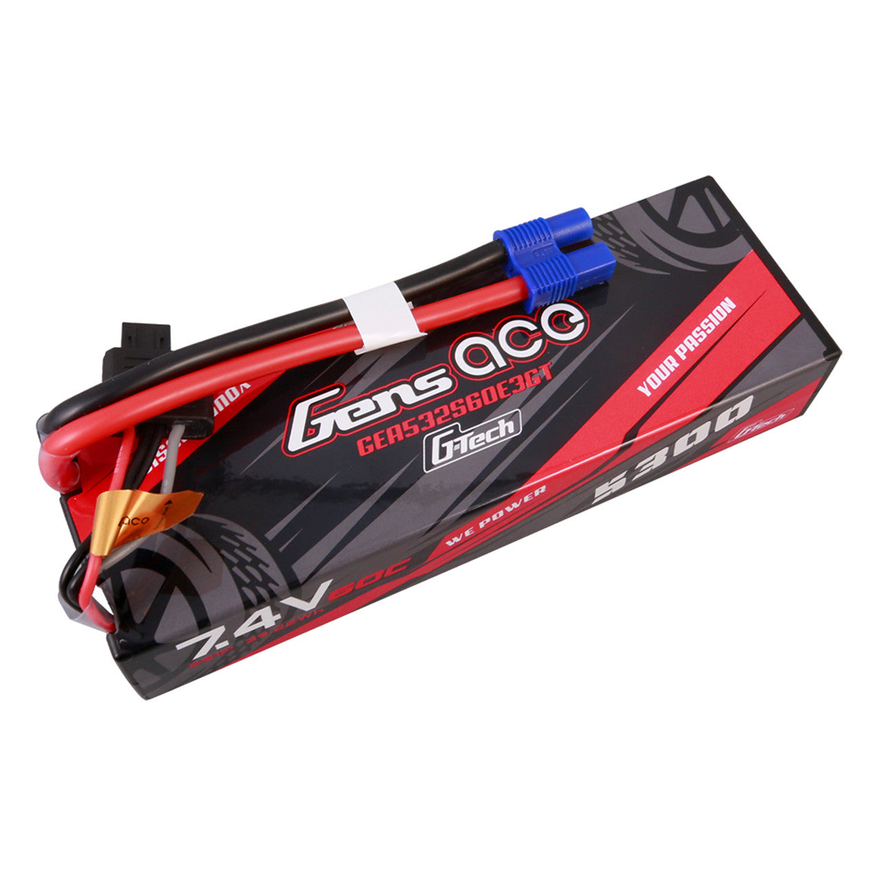 Gens Ace GEA532S60E3GT 5300mAh 2S 60C 7.4V HardCase G-tech Lipo Battery Pack 24#