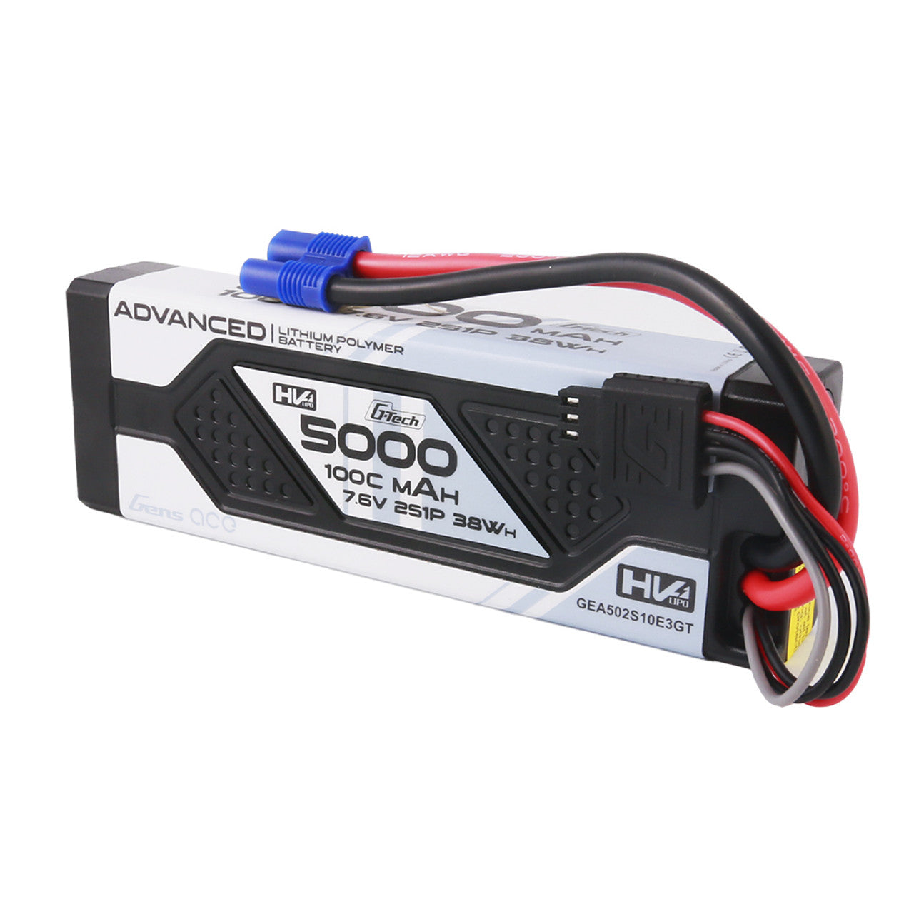 Gens Ace GEA502S10E3GT Advanced 5000mAh 2s 7.6V 100C G-Tech Lipo Battery Pack