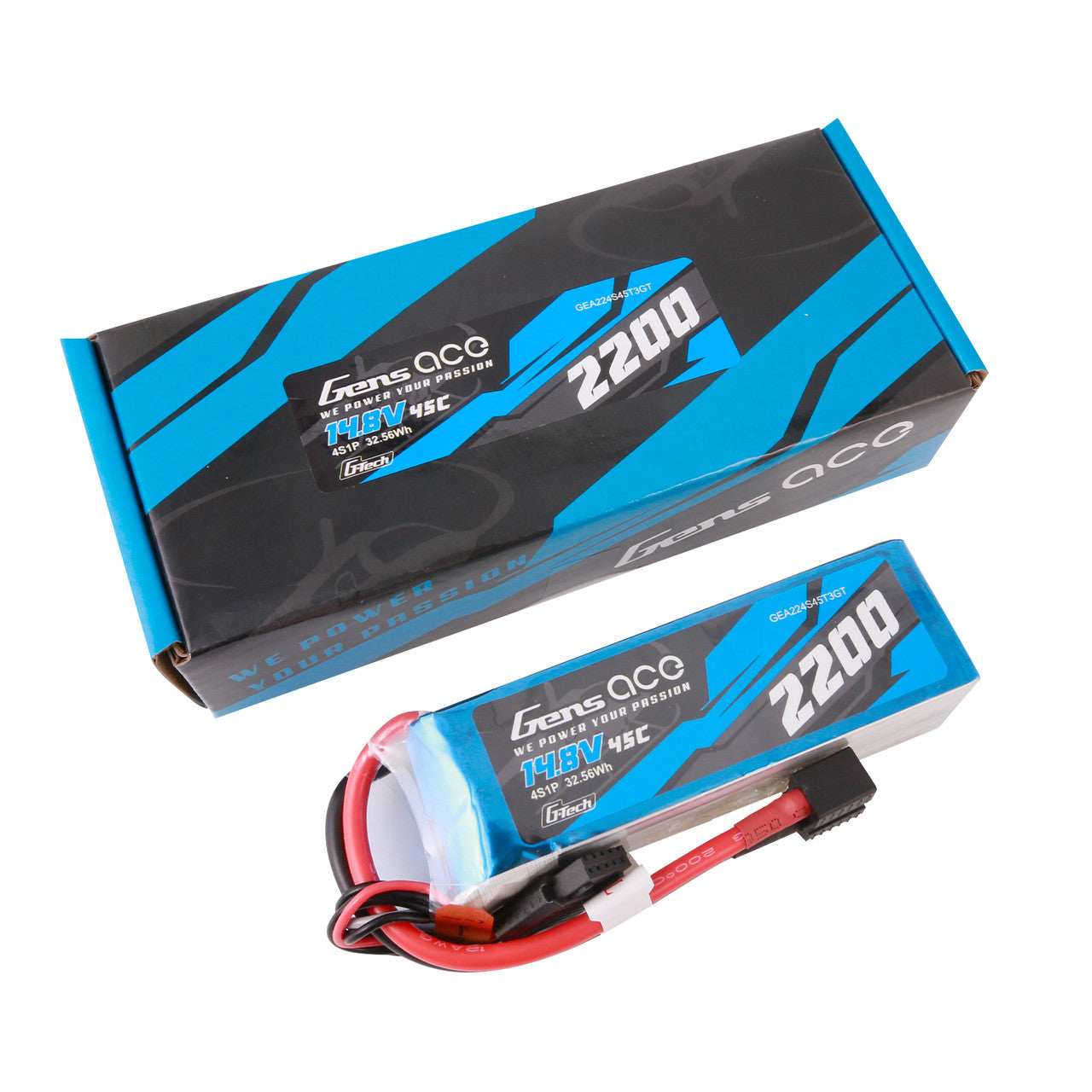 Gens Ace GEA224S45T3GT 2200mAh 4S 45C 14.8V G-Tech Lipo Battery Pack
