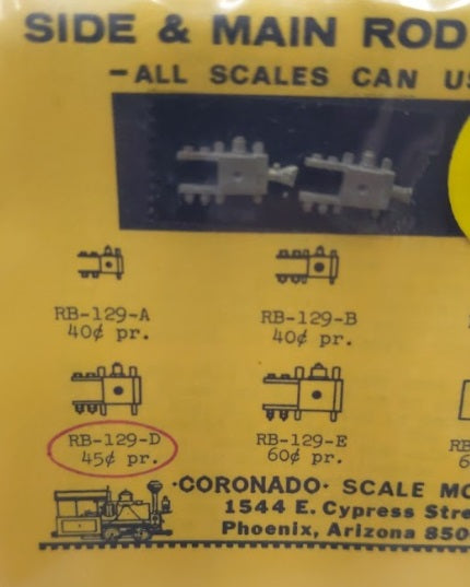 Coronado Scale Models RB-129-D All Scales Side & Main Rod Ends (Pack of 2)