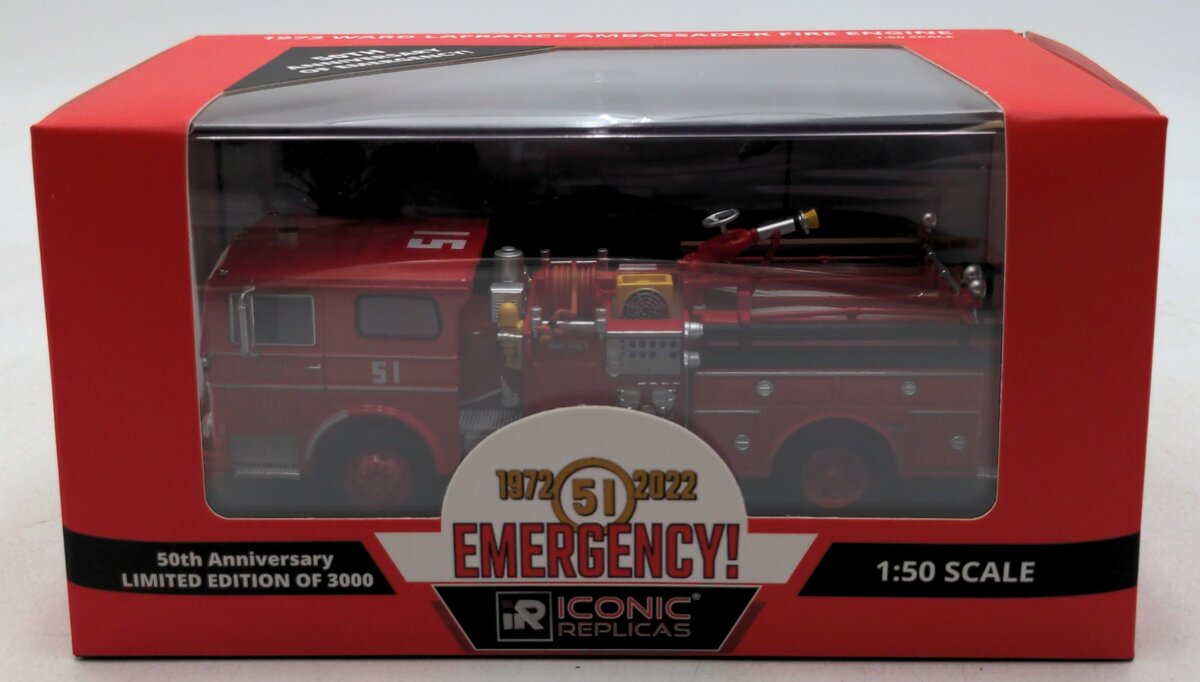Iconic Replicas 50-0393 1:50 Assembled Ward LaFrance Ambassador P80 Fire Truck