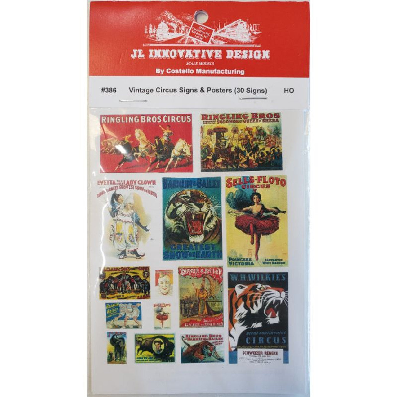 JL Innovative Design 386 HO Vintage Circus Signs and Posters (Set of 30)