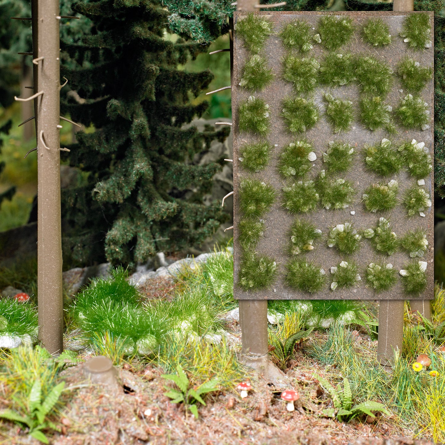 Busch 3558 HO/N/TT Tuft of Grass with Stones Late Summer (Set of 35)