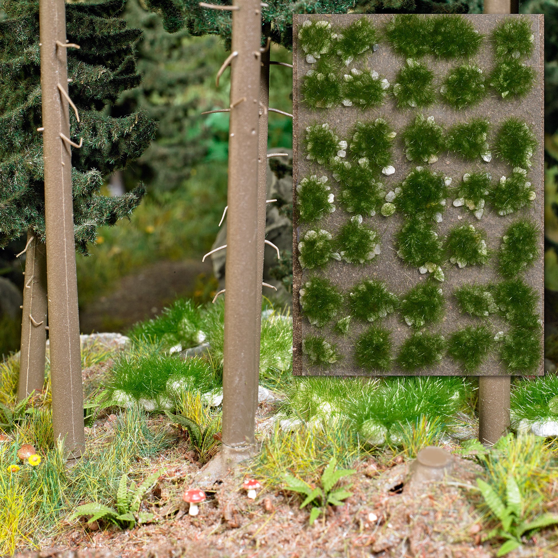 Busch 3557 HO/N/TT Tuft of Grass with Stones Summer (Set of 35)