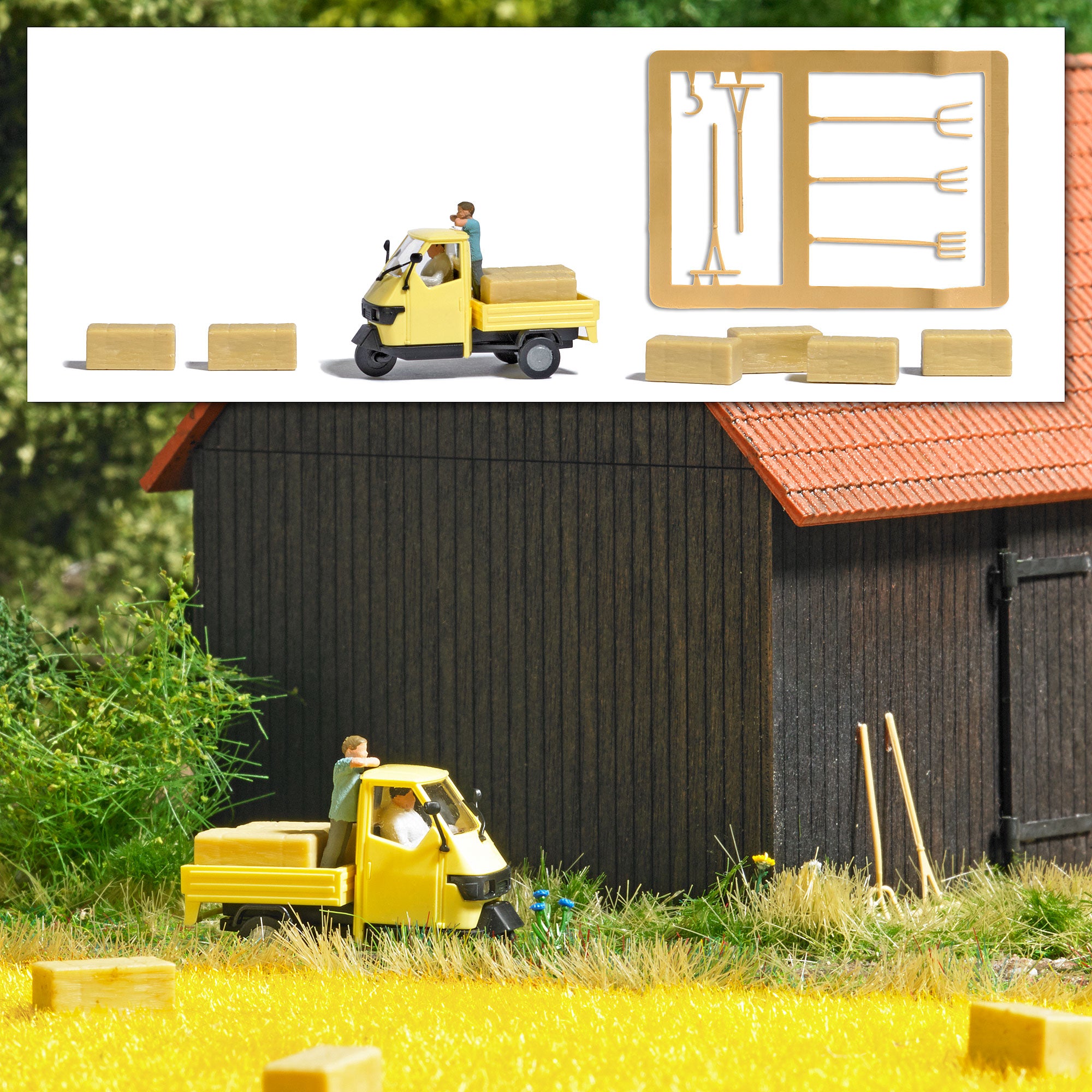 Busch 7934 HO Hay Transport Action Set – Trainz