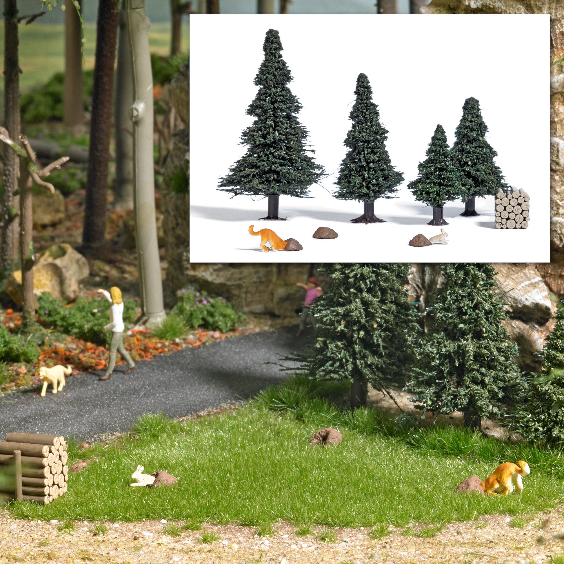 Busch 7987 HO Dog Hunting a Rabbit Action Set