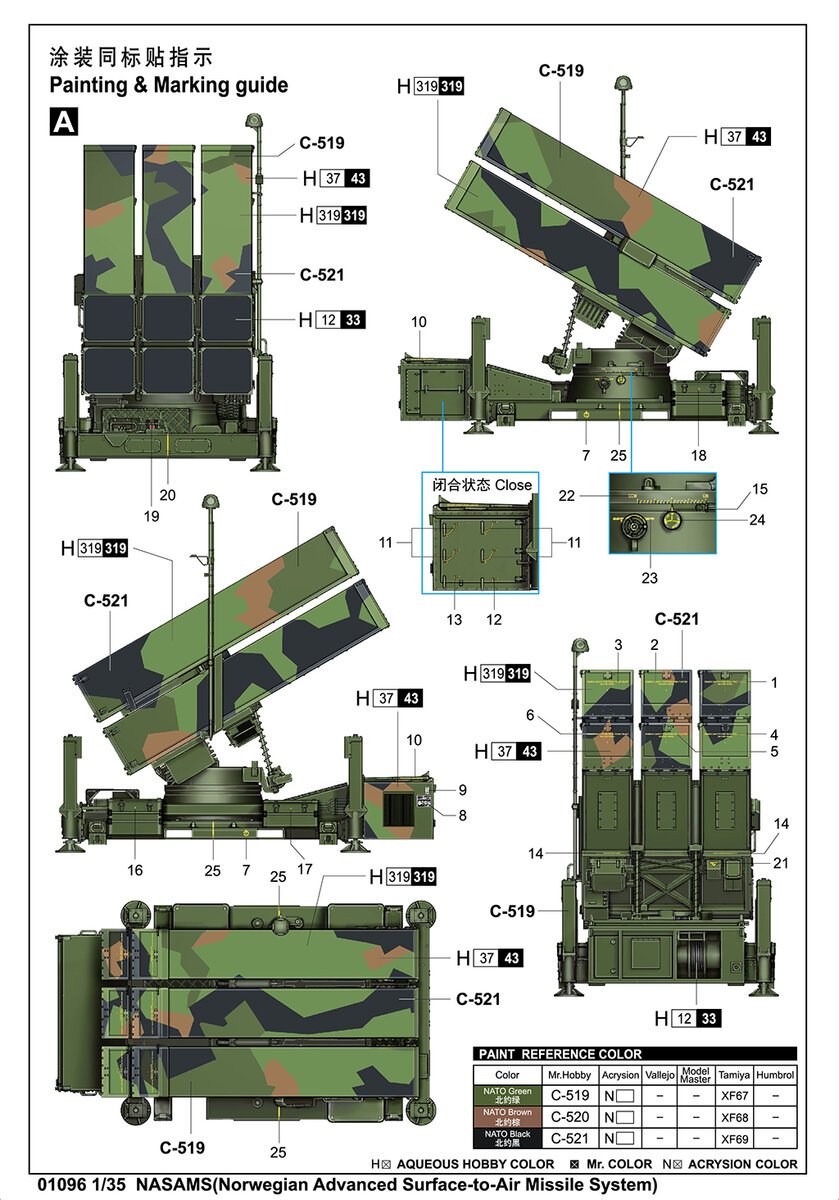 Trumpeter 01096 1:35 Norwegian Advanced Surface-to-Air Missile System Kit