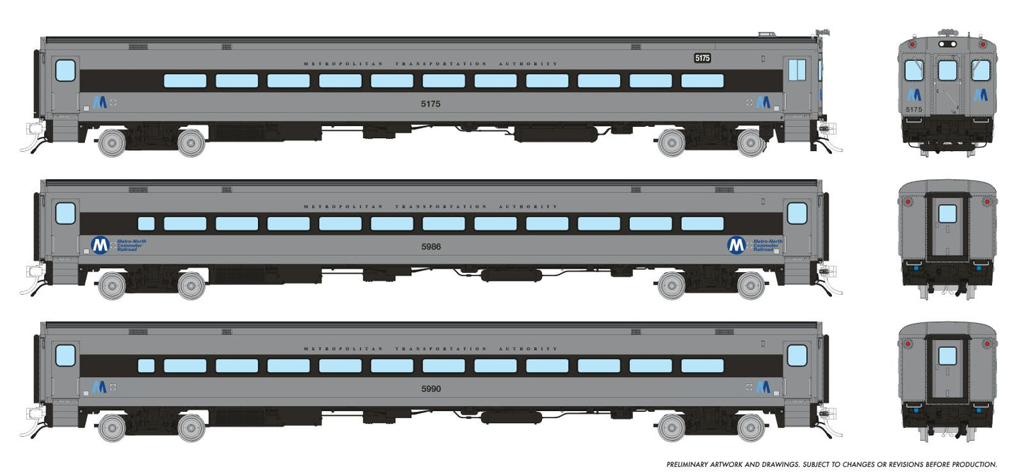 Rapido Trains 128552 HO Metro North Comet Coach Car #1 (Set of 3)