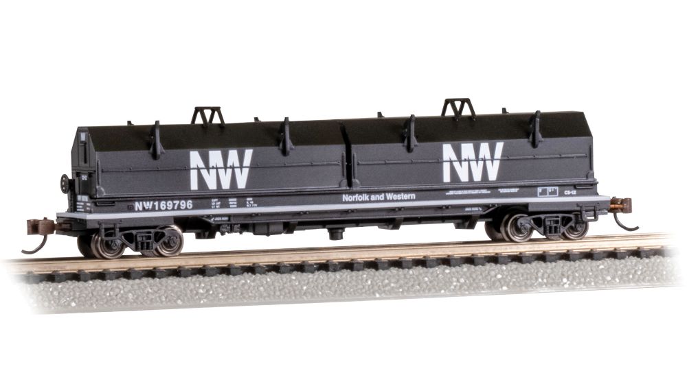Bachmann 71454 N Norfolk & Western RTR 55' Coil Car w/Round Hoods & Load #169796