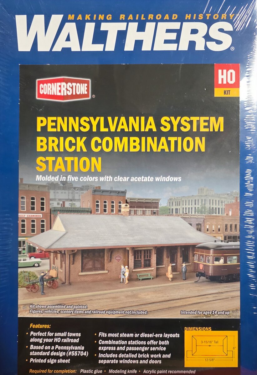 Walthers 933-3553 HO Pennsylvania System Brick Combination Station Building Kit