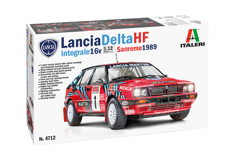 Italeri 4712 1:12 Lancia DELTA HF 16V Sanremo 1989 Car Plastic Model Kit