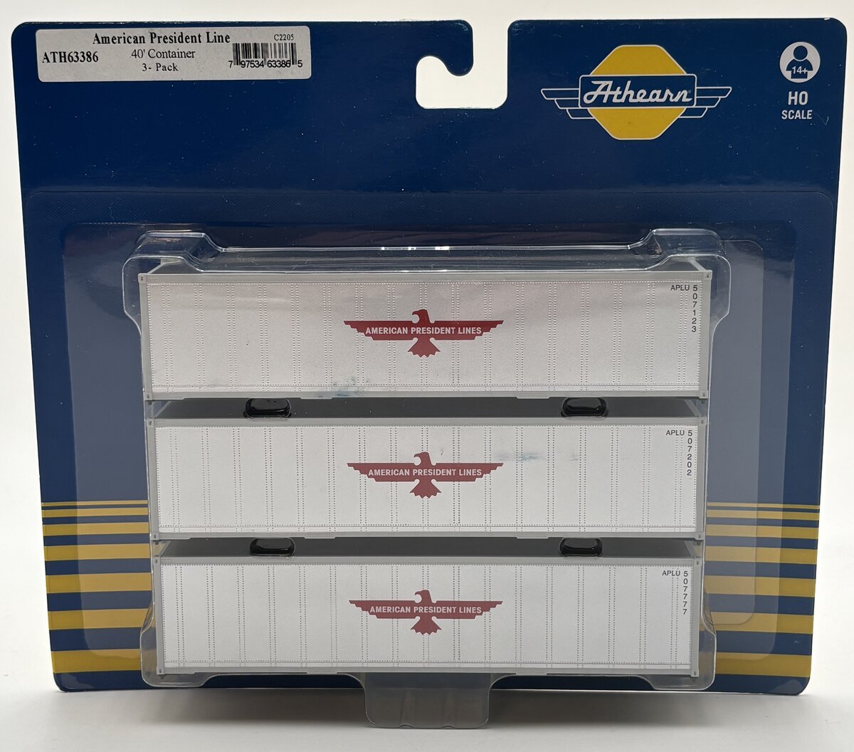Athearn 63386 HO APL 40' Smooth Side Container #2 (Set of 3)
