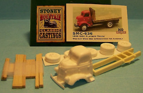 Stoney Mountain SMC-636 HO 1938 GMC Flatbed Truck W/14'  Wood & Resin Kit